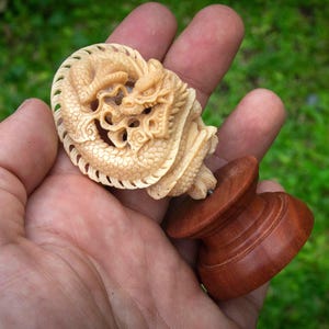 Dragon Figurine, Custom Figurine, Vegetable Ivory, Tagua Nut Carving image 8