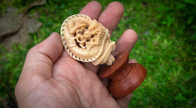Dragon Figurine, Custom Figurine, Vegetable Ivory, Tagua Nut Carving image 8