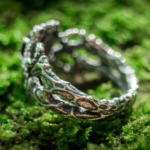 Sterling Silver Snake Ring with Amethyst Gemstone, Serpent Jewelry image 6