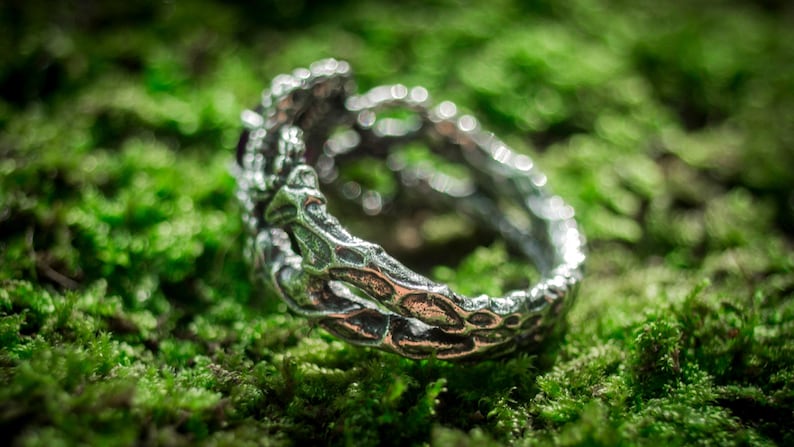 Sterling Silver Snake Ring with Amethyst Gemstone, Serpent Jewelry image 6