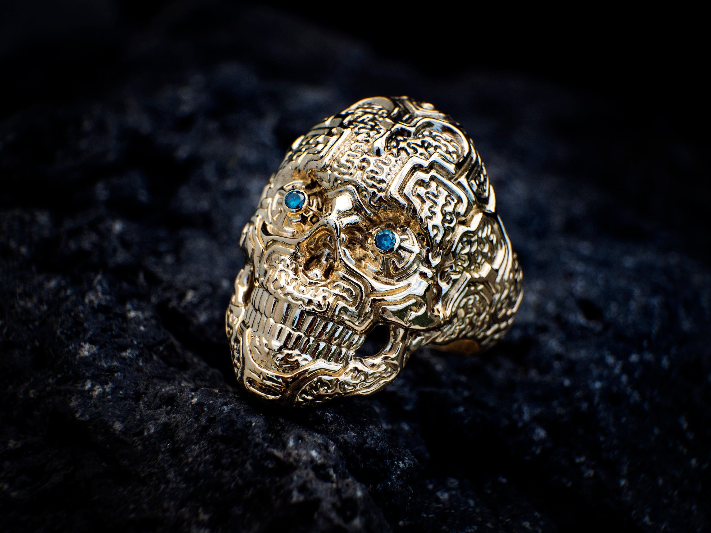 Gold Skull Ring, Mens Skull Ring, Skull 