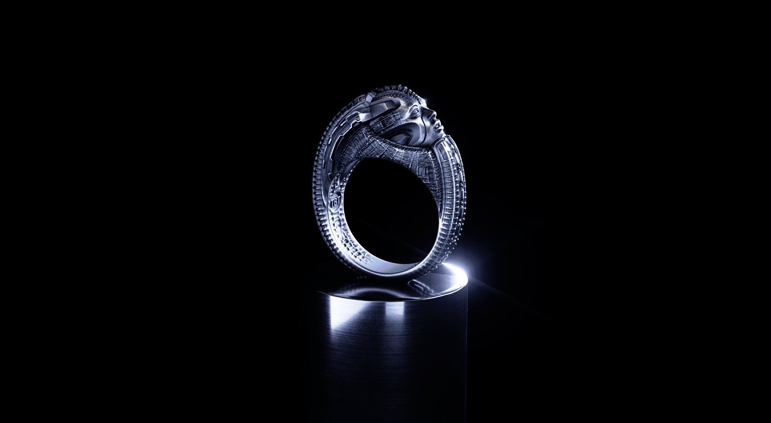 Alien Ring | Hr Giger Gothic Ring | Futuristic Clothing  | Alien Jewelry  | Space Jewelry  | Cyberpunk Clothing