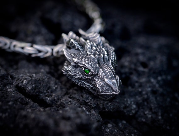 Silver Dragon Pendant | Dragon Necklace  | Silver Dragon Jewelry  | Dragon Gift  | Elven Jewelry | Dragon Lover