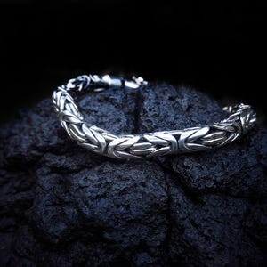 Massief sterling zilveren Bali Byzantijnse armband, 8 mm, 19 cm afbeelding 3