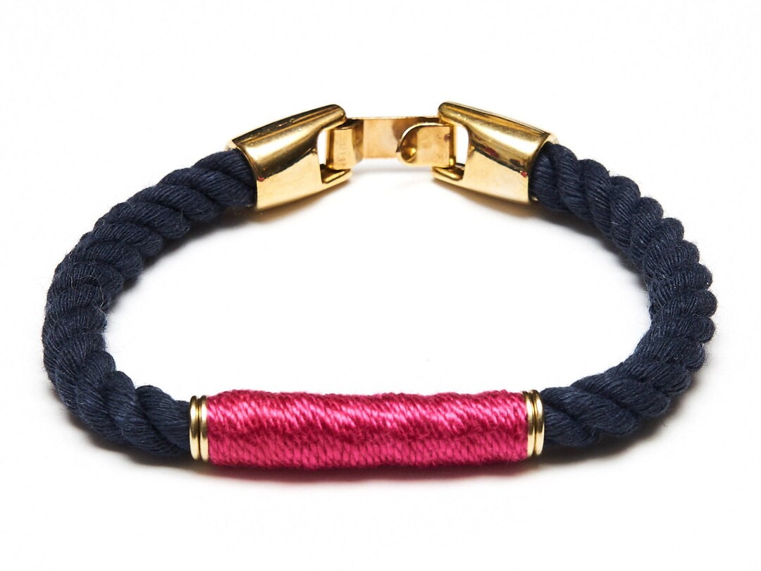 Nautical Rope Bracelet / Navy Blue Rope Bracelet / Gold Nautical ...