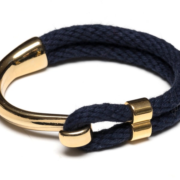 Nautical Rope Bracelet / Navy Blue Rope Bracelet / Gold Half Hook Clasp Bracelet / Nautical Jewelry / Summer Bracelet / Nautical Gift
