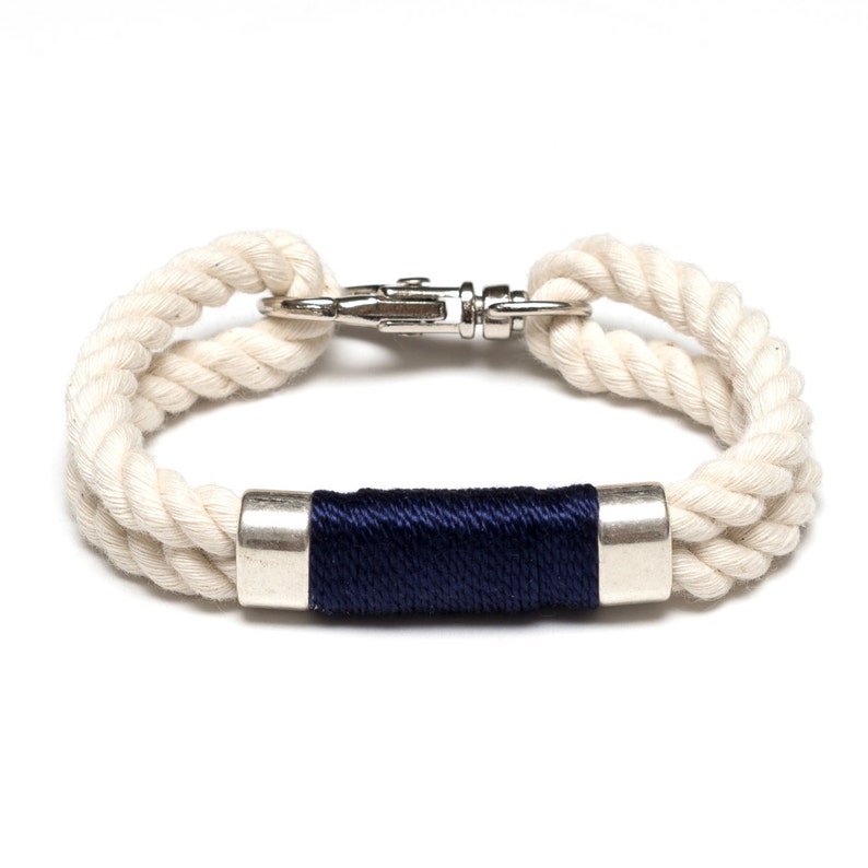 Nautical Rope Bracelet / Ivory Rope Bracelet / Silver Nautical - Etsy