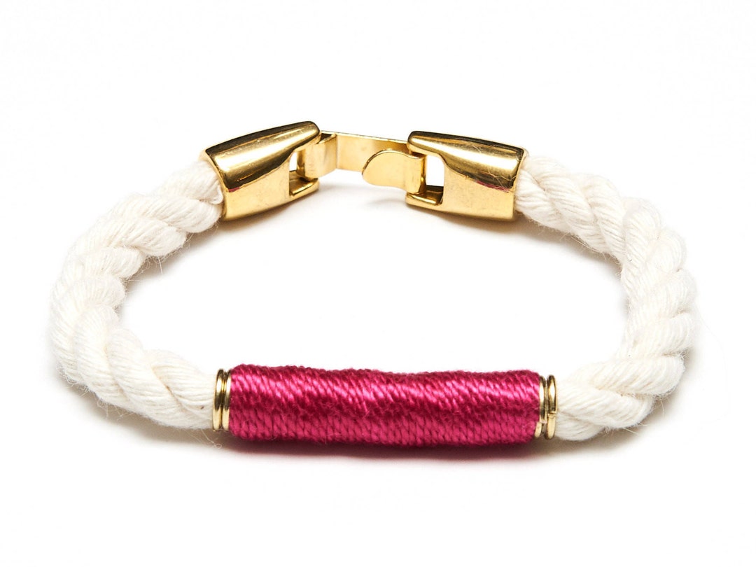 Nautical Rope Bracelet / Ivory Rope Bracelet / Gold Nautical Bracelet ...