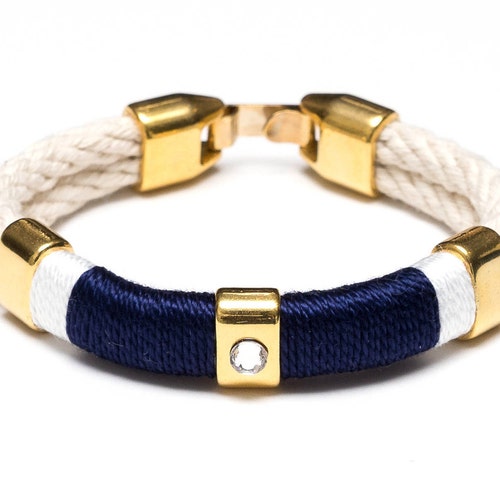 Nautical Rope Bracelet / Ivory Rope Bracelet / Rhinestone - Etsy