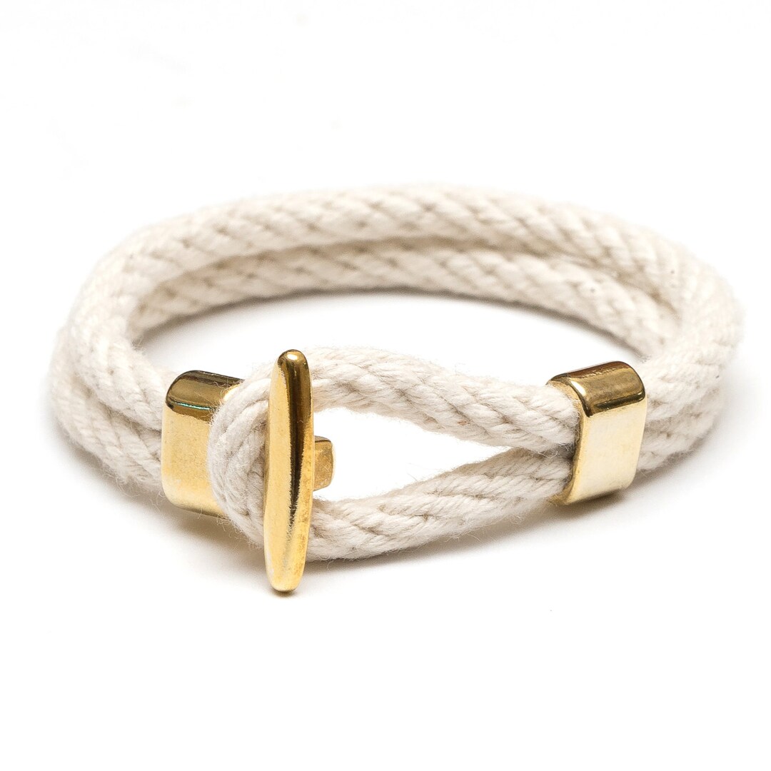 Nautical Rope Bracelet / Nautical Jewelry / Gold T Bar Clasp Bracelet ...