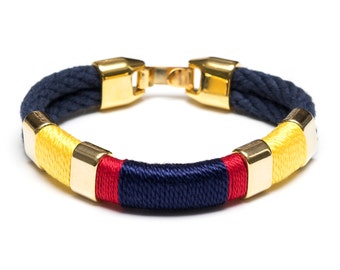 Nautical Rope Bracelet / Nautical Jewelry / Navy Blue Rope Bracelet / Red Yellow Navy Bracelet / Nautical Gift / Nautical Bracelet