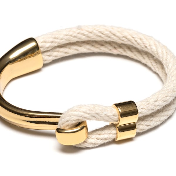 Nautical Rope Bracelet / Ivory Rope Bracelet / Gold Half Hook Clasp Bracelet / Nautical Jewelry / Summer Bracelet / Nautical Gift