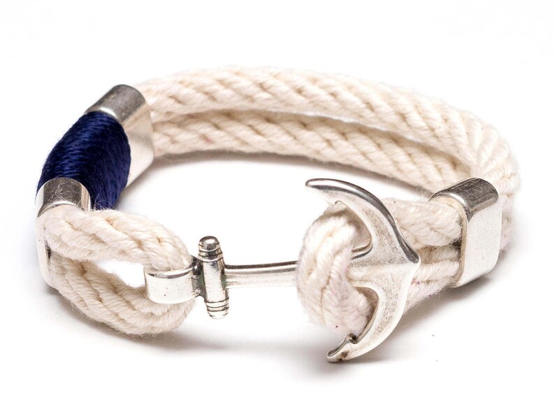 Nautical Rope Bracelet / Anchor Bracelet / Ivory Navy Blue Etsy