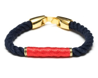 Nautical Rope Bracelet / Navy Blue Rope Bracelet / Gold Nautical Rope Bracelet / Nautical Jewelry / Coral Nautical Bracelet / Summer Jewelry