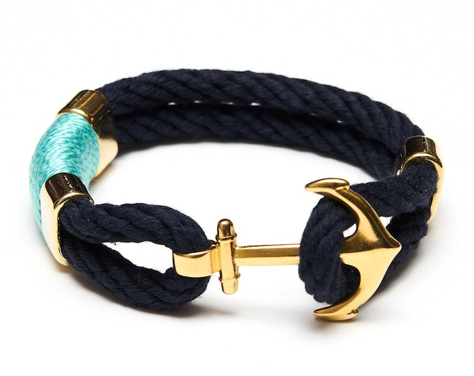 Nautical Rope Bracelet / Nautical Anchor Bracelet / Navy Turquoise Anchor Bracelet / Gold Anchor Bracelet / Nautical Jewelry / Nautical Gift