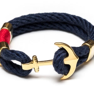 Nautical Rope Bracelet / Nautical Anchor Bracelet / Navy Red Blue Anchor Bracelet / Gold Anchor Bracelet / Nautical Jewelry / Nautical Gift