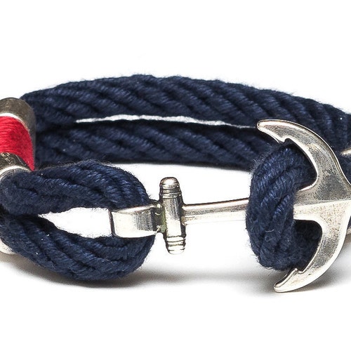 Nautical Rope Bracelet / Nautical Anchor Bracelet / Navy Blue Etsy