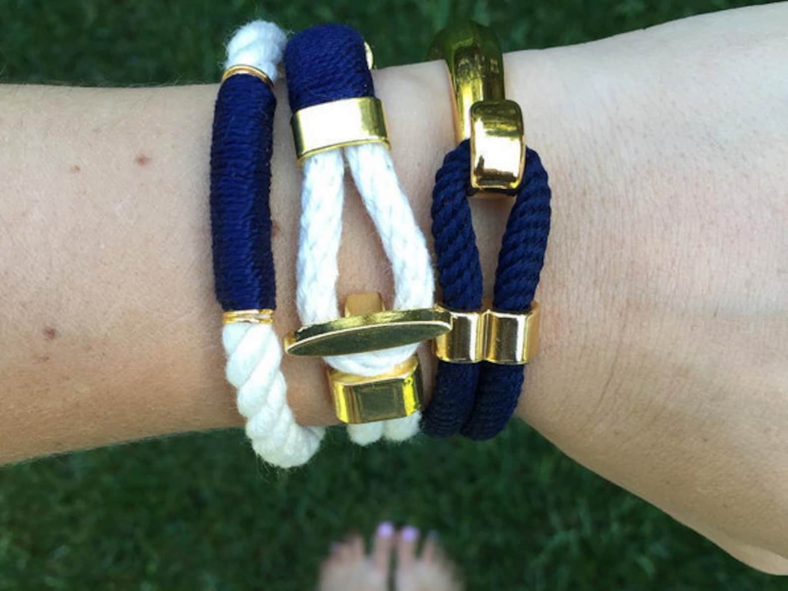 Nautical Rope Bracelet / Navy Blue Rope Bracelet / Gold Half Etsy Canada