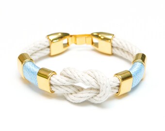 Nautical Rope Bracelet / Nautical Jewelry / Ivory Rope Bracelet / Square Knot Bracelet / Preppy Bracelet / Sailor Bracelet