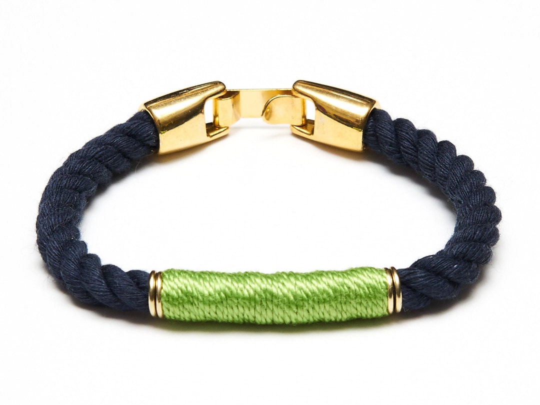 Nautical Rope Bracelet / Navy Blue Rope Bracelet / Gold Etsy