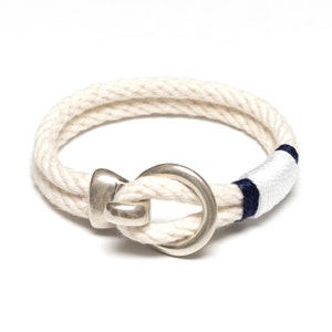 Nautical Rope Bracelet / Silver Hook Clasp Bracelet / Ivory Rope Bracelet / Patriotic Rope Bracelet / Nautical Jewelry / Summer Jewelry