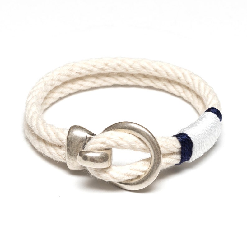 Nautical Rope Bracelet / Silver Hook Clasp Bracelet / Ivory Etsy