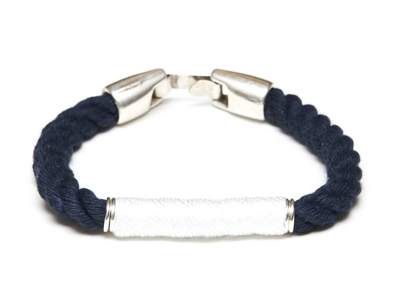 Nautical Rope Bracelet / Navy Blue Rope Bracelet / Silver Etsy