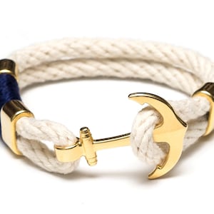 Nautical Rope Bracelet / Nautical Anchor Bracelet / Ivory Navy Blue Anchor Bracelet / Gold Anchor Bracelet / Nautical Jewelry /Nautical Gift