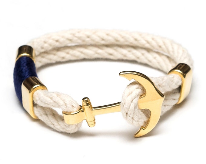 Nautical Rope Bracelet / Nautical Anchor Bracelet / Ivory Navy Blue Anchor Bracelet / Gold Anchor Bracelet / Nautical Jewelry /Nautical Gift