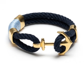 Nautical Rope Bracelet / Nautical Anchor Bracelet / Navy Light Blue Anchor Bracelet / Gold Anchor Bracelet / Nautical Jewelry