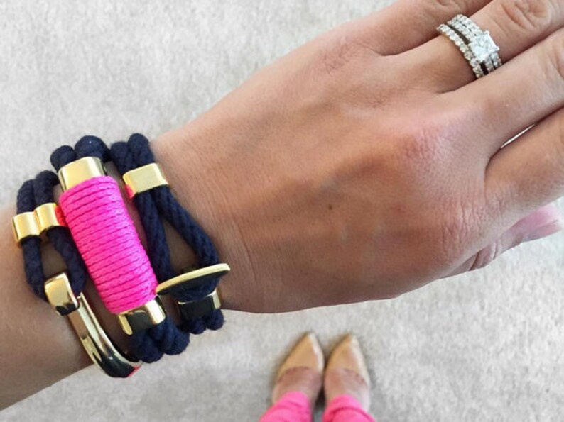 Nautical Rope Bracelet / Nautical Jewelry / Gold T Bar Clasp Etsy