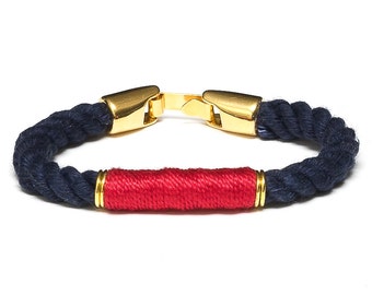 Nautical Rope Bracelet / Navy Blue Rope Bracelet / Gold Nautical Rope Bracelet / Nautical Jewelry / Red Nautical Bracelet / Summer Jewelry