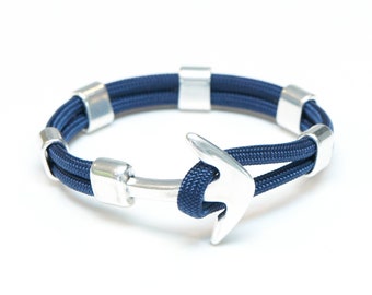Nautical Rope Bracelet / Nautical Jewelry / Navy Blue Anchor Bracelet / Paracord Bracelet / Nautical Gift / Summer Jewelry