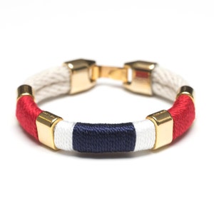 Nautical Rope Bracelet / Nautical Jewelry / Ivory Rope Bracelet / Patriotic Rope Bracelet / Nautical Gift / Red White Blue Bracelet
