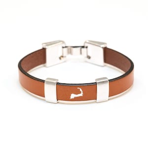 Cape Cod Bracelet / Preppy Leather Bracelet / Mahogany Leather / New England Jewelry / Cape Cod / Summer Jewelry