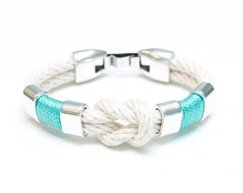 Nautical Rope Bracelet / Nautical Jewelry / Ivory Turquoise Rope Bracelet / Square Knot Bracelet / Preppy Bracelet / Sailor Bracelet