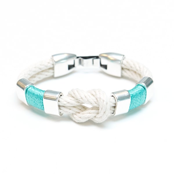 Nautical Rope Bracelet / Nautical Jewelry / Ivory Turquoise Rope Bracelet / Square Knot Bracelet / Preppy Bracelet / Sailor Bracelet