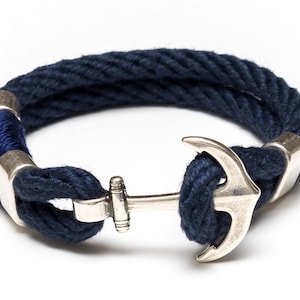 Nautical Rope Bracelet / Nautical Anchor Bracelet / Navy Blue Anchor Bracelet / Silver Anchor Bracelet / Nautical Jewelry / Nautical Gift