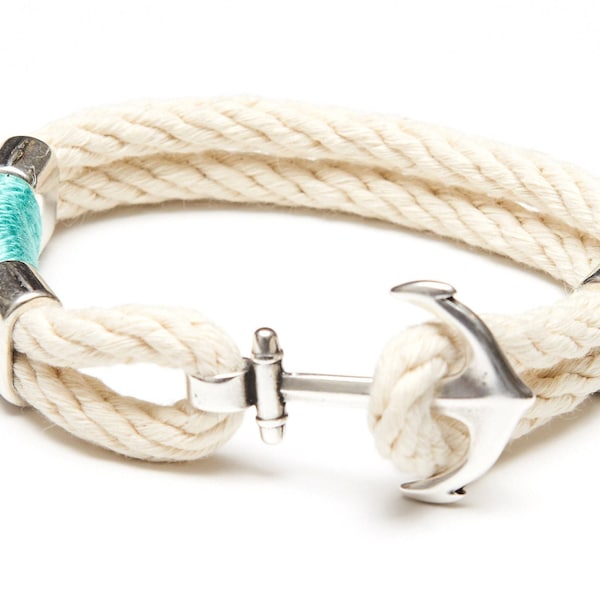 Nautical Rope Bracelet / Anchor Bracelet / Ivory Turquoise Anchor Bracelet / Silver Anchor Bracelet / Nautical Jewelry /Nautical Gift