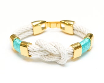 Nautical Rope Bracelet / Nautical Jewelry / Ivory Rope Bracelet / Square Knot Bracelet / Preppy Bracelet / Sailor Bracelet