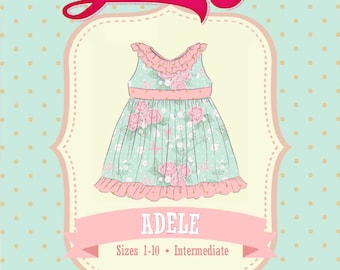 Adele Dress PDF Sewing Pattern, Ruffle Neckline: Sizes 1 to 10