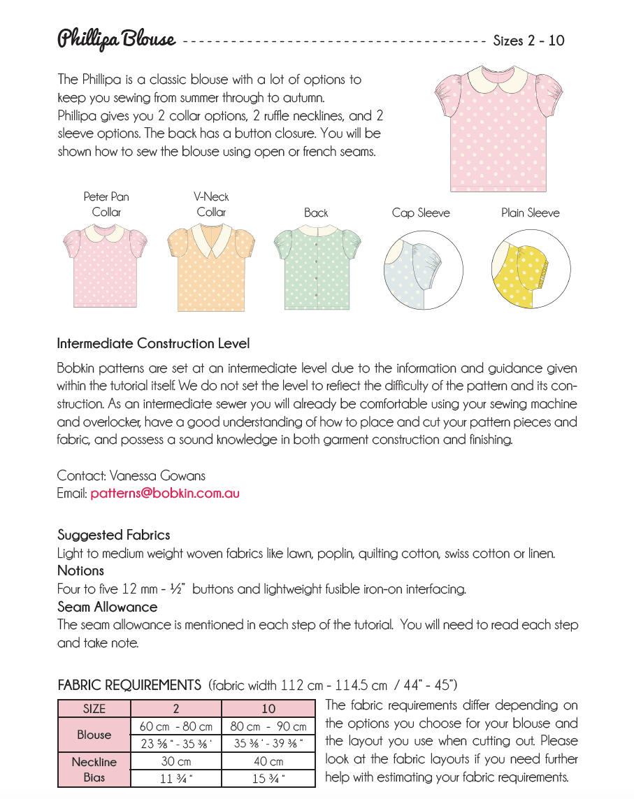 Girls Toddlers Blouse PDF Sewing Pattern Peter Pan Collar Size 2-10 - Etsy