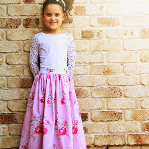 Toddler, Girls, Maxi Skirt PDF Sewing Pattern Vintage, Retro, Maxi, Sz 3-12 zdjęcie 5