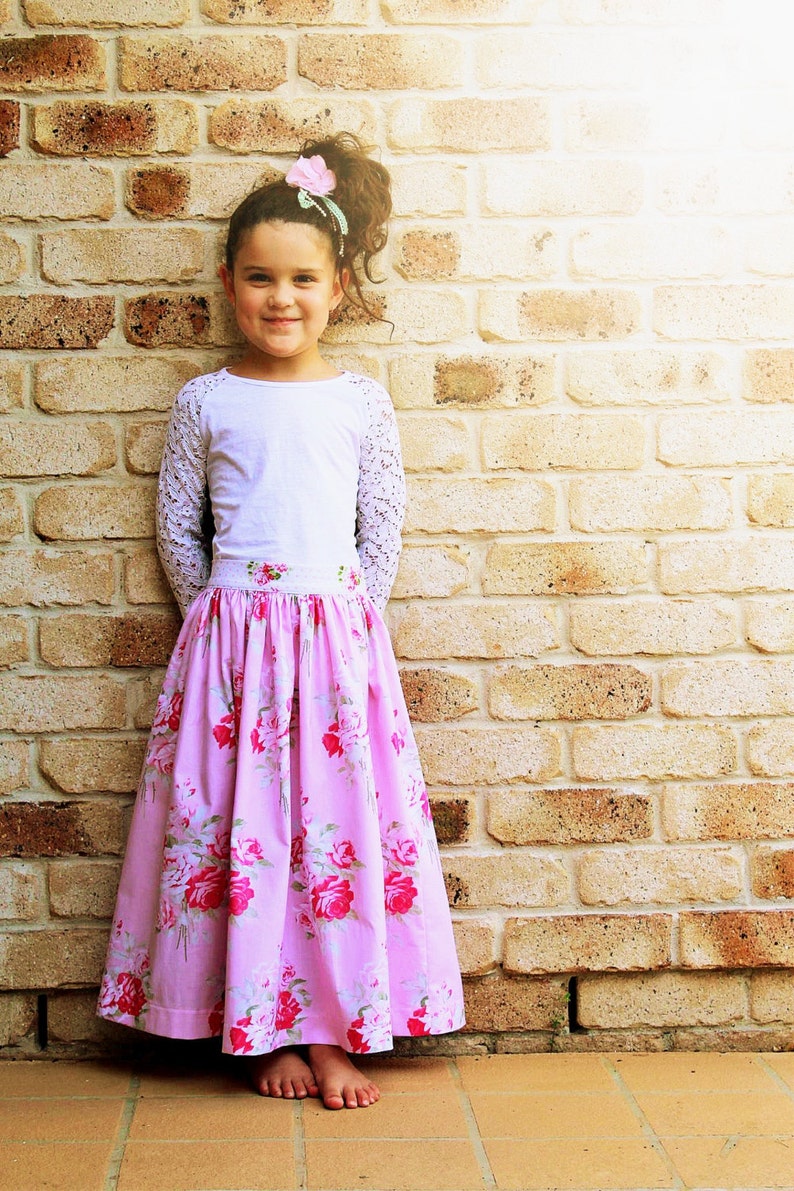 Toddler, Girls, Maxi Skirt PDF Sewing Pattern Vintage, Retro, Maxi, Sz 3-12 zdjęcie 5