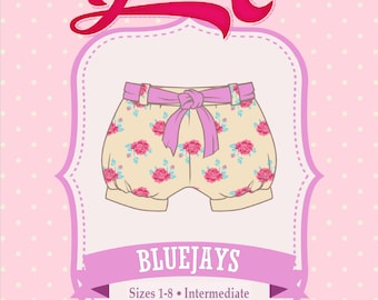 Bubble Shorts, Blue Jays Shorts PDF Sewing Pattern - Girls, Bubble Shorts, Tie Belt, Elastic Waist