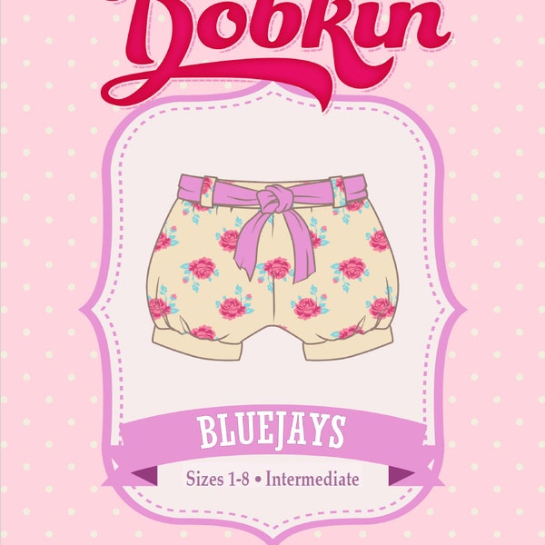 Bubble Shorts, Blue Jays Shorts PDF Sewing Pattern - Girls, Bubble Shorts, Tie Belt, Elastic Waist