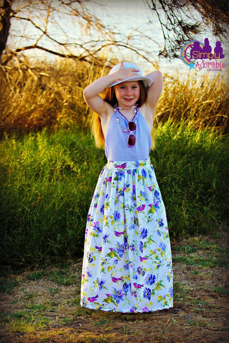 Toddler, Girls, Maxi Skirt PDF Sewing Pattern Vintage, Retro, Maxi, Sz 3-12 zdjęcie 9
