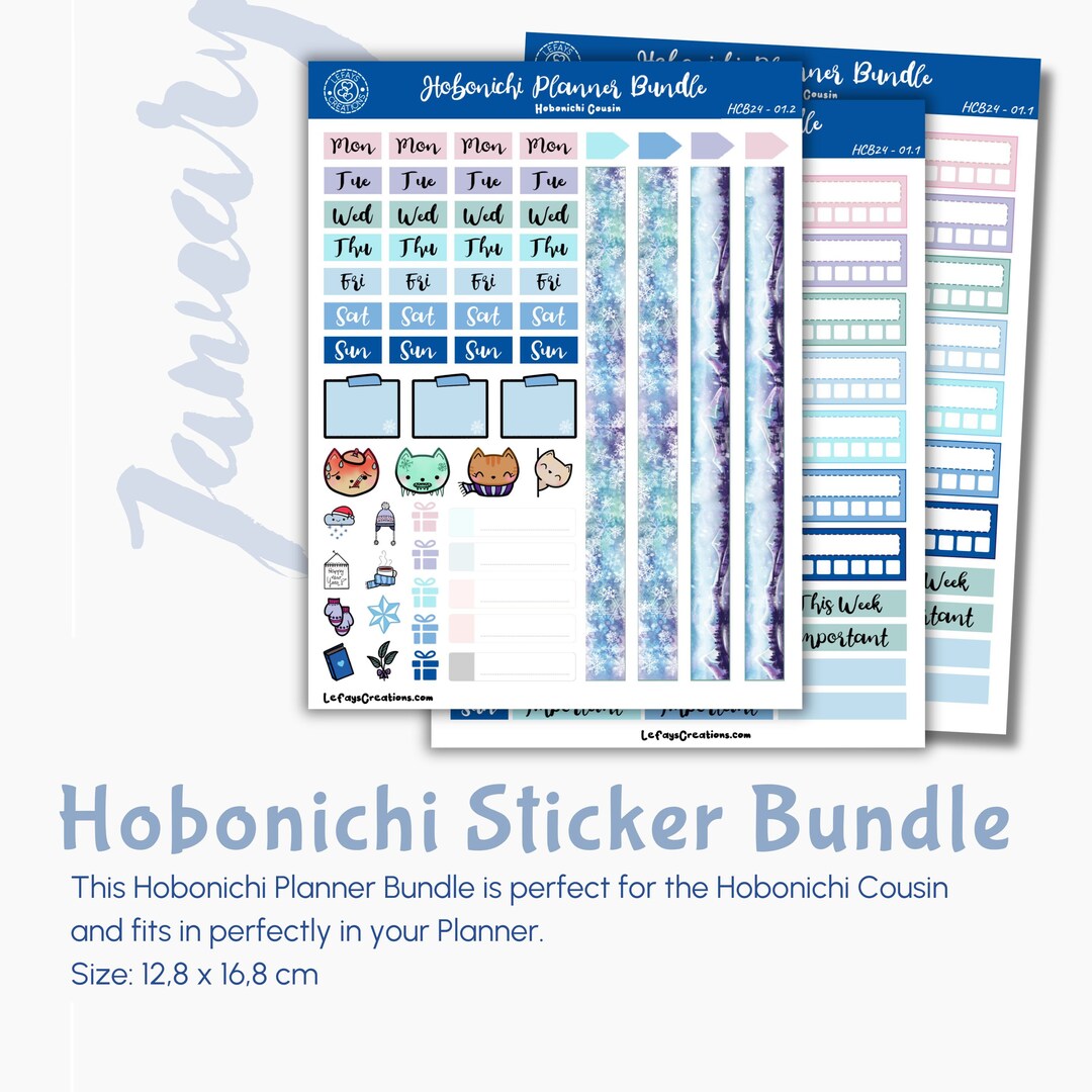 Hobinichi Cousin Planner Sticker Bundle january - Etsy