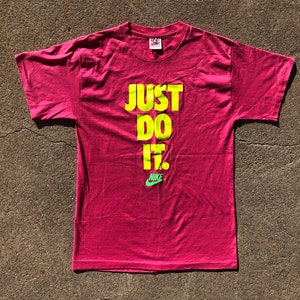 Vtg 80s Nike Large Print Just Do It Single Stitch T-Shirt