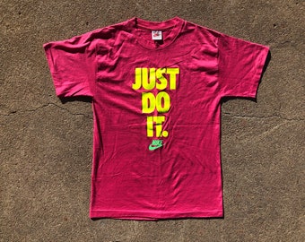 Vtg 80s Nike Large Print Just Do It Single Stitch T-Shirt
